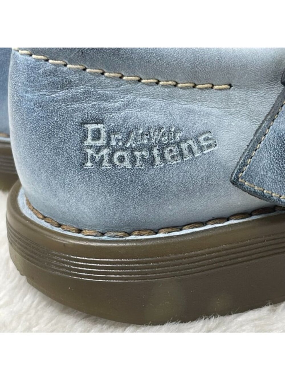 Rare Vintage Dr. Martens 8A57 Mary Janes Blue Distressed Leather Made in Portuga - Picture 4 of 10